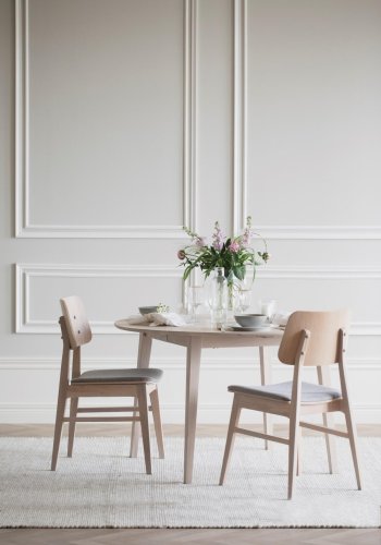 ROWICO Filippa spisebord, inkl. tillgsplade - hvidpigmenteret egetr (120(165)x120)