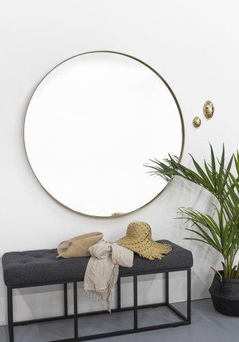 SPINDER DESIGN Donna veggspeil, rundt - speilglass og gullstl (120)