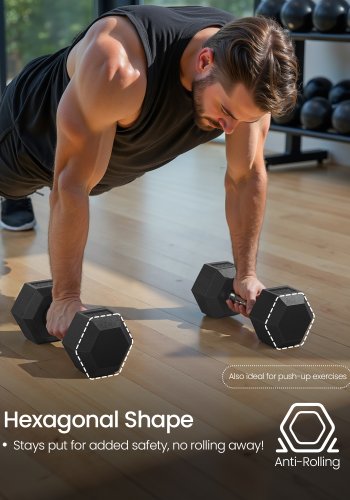 SONGMICS Hantelset, Paar sechseckige Hanteln, Gesamtgewicht 20 kg, Training, Fitnesstraining, Gewichtheben zu Hause, Fitnessstudio, Tintenschwarz SYL010B01