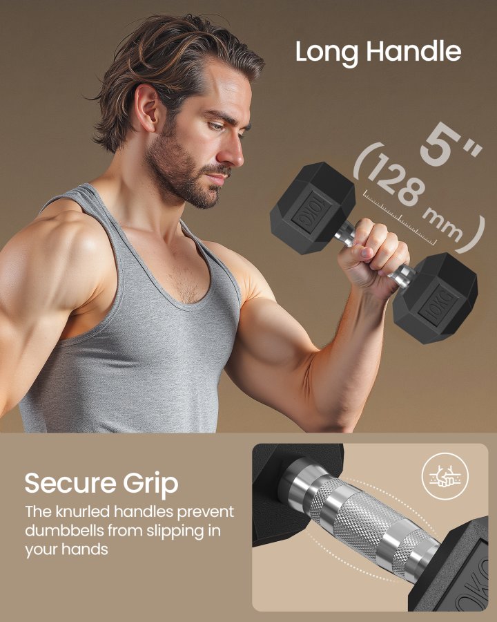 SONGMICS Hantelset, Paar sechseckige Hanteln, Gesamtgewicht 20 kg, Training, Fitnesstraining, Gewichtheben zu Hause, Fitnessstudio, Tintenschwarz SYL010B01