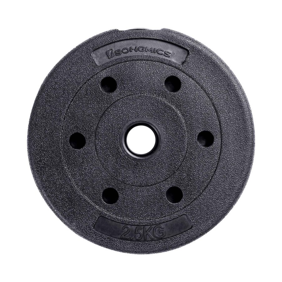 SONGMICS SYL20HBK 2-i-1 h�ndv�gt, m. 1 ekstra v�gtstang, justerbar, rund - sort plastikd�ksel med beton- og sandfyld og st�l (2x10kg) (s�t med 2)