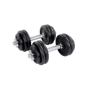 SONGMICS SYL30LBK 2-i-1 h�ndv�gt, m. 12 skiver, 1 ekstra st�lv�gtstang, justerbar, rund - sort og galvaniseret st�bejern (2x15kg) (s�t med 2)