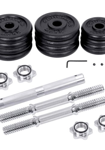 SONGMICS SYL30LBK 2-i-1 h�ndv�gt, m. 12 skiver, 1 ekstra st�lv�gtstang, justerbar, rund - sort og galvaniseret st�bejern (2x15kg) (s�t med 2)