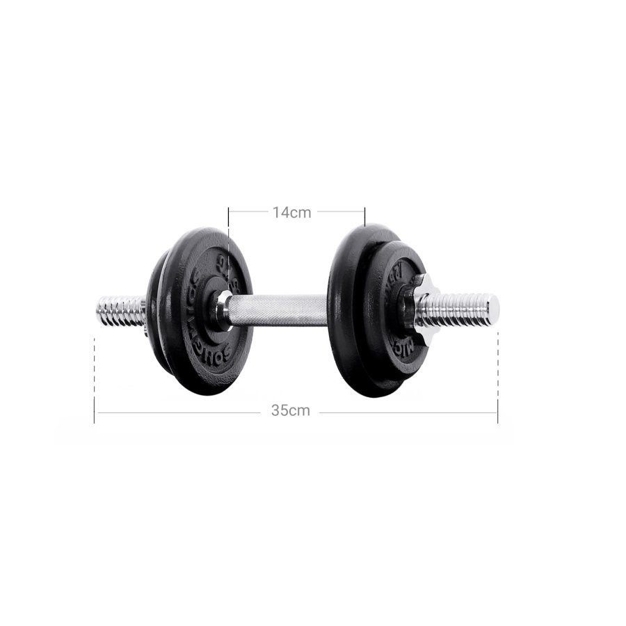 SONGMICS SYL30LBK 2-i-1 h�ndv�gt, m. 12 skiver, 1 ekstra st�lv�gtstang, justerbar, rund - sort og galvaniseret st�bejern (2x15kg) (s�t med 2)