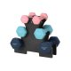 SONGMICS SYL612MK h�ndv�gt, m. stativ, sekskantet - mat pink, aqua og bl� neopren (2x1kg, 2x2kg, 2x3kg) (s�t med 6)