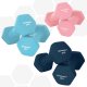 SONGMICS SYL612MK h�ndv�gt, m. stativ, sekskantet - mat pink, aqua og bl� neopren (2x1kg, 2x2kg, 2x3kg) (s�t med 6)