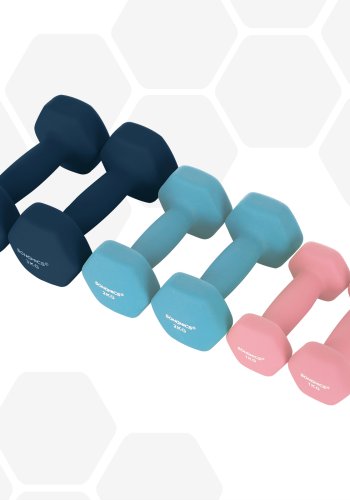 SONGMICS SYL612MK h�ndv�gt, m. stativ, sekskantet - mat pink, aqua og bl� neopren (2x1kg, 2x2kg, 2x3kg) (s�t med 6)