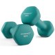 Set mit 2 sechseckigen Neopren-Hanteln, 2 x 3 kg, mit Hantelstangen, Heimtraining, t&uuml;rkis