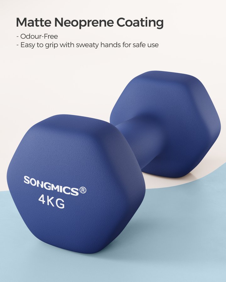 SONGMICS Kurzhanteln, 2er-Set, Sechskant, Neoprenbeschichtung, Krafttraining, Workout, Fitness, Training zu Hause