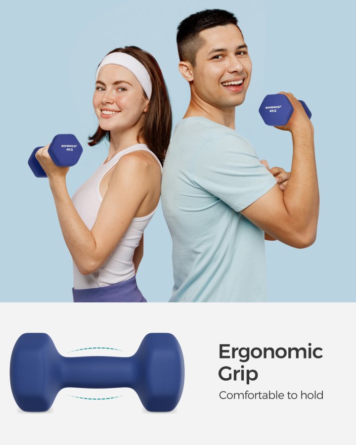 SONGMICS Kurzhanteln, 2er-Set, Sechskant, Neoprenbeschichtung, Krafttraining, Workout, Fitness, Training zu Hause