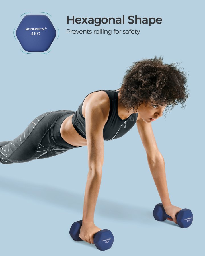SONGMICS Kurzhanteln, 2er-Set, Sechskant, Neoprenbeschichtung, Krafttraining, Workout, Fitness, Training zu Hause