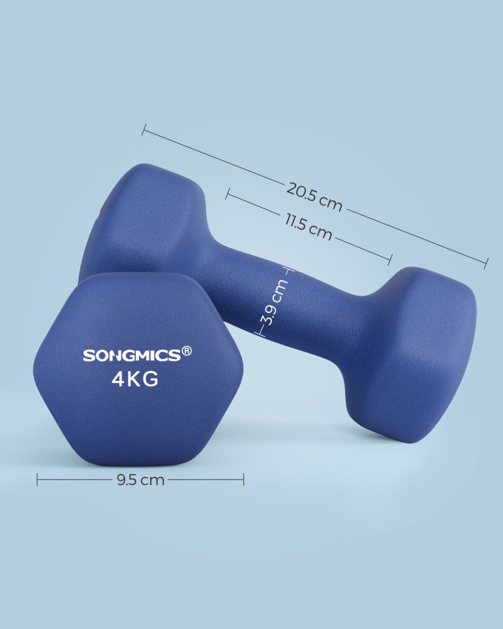 SONGMICS Kurzhanteln, 2er-Set, Sechskant, Neoprenbeschichtung, Krafttraining, Workout, Fitness, Training zu Hause