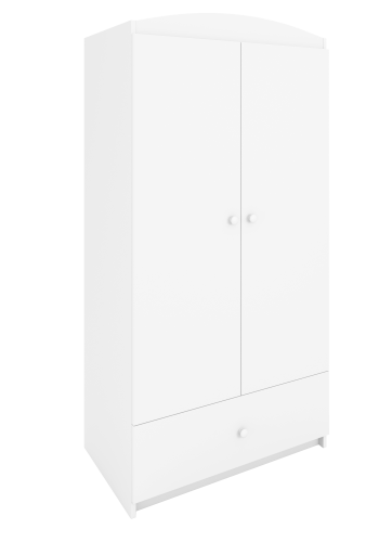 Babydreams garderobe for barn, m. 2 drer, 1 skuff - hvit laminat