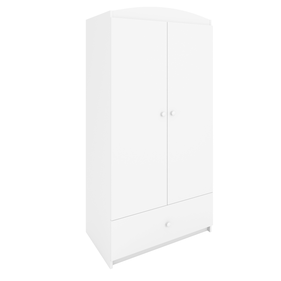 Babydreams garderobe for barn, m. 2 drer, 1 skuff - hvit laminat