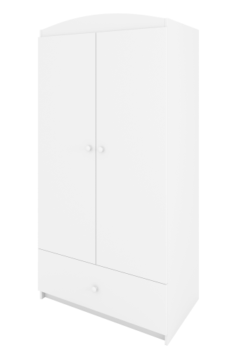 Babydreams garderobe for barn, m. 2 drer, 1 skuff - hvit laminat