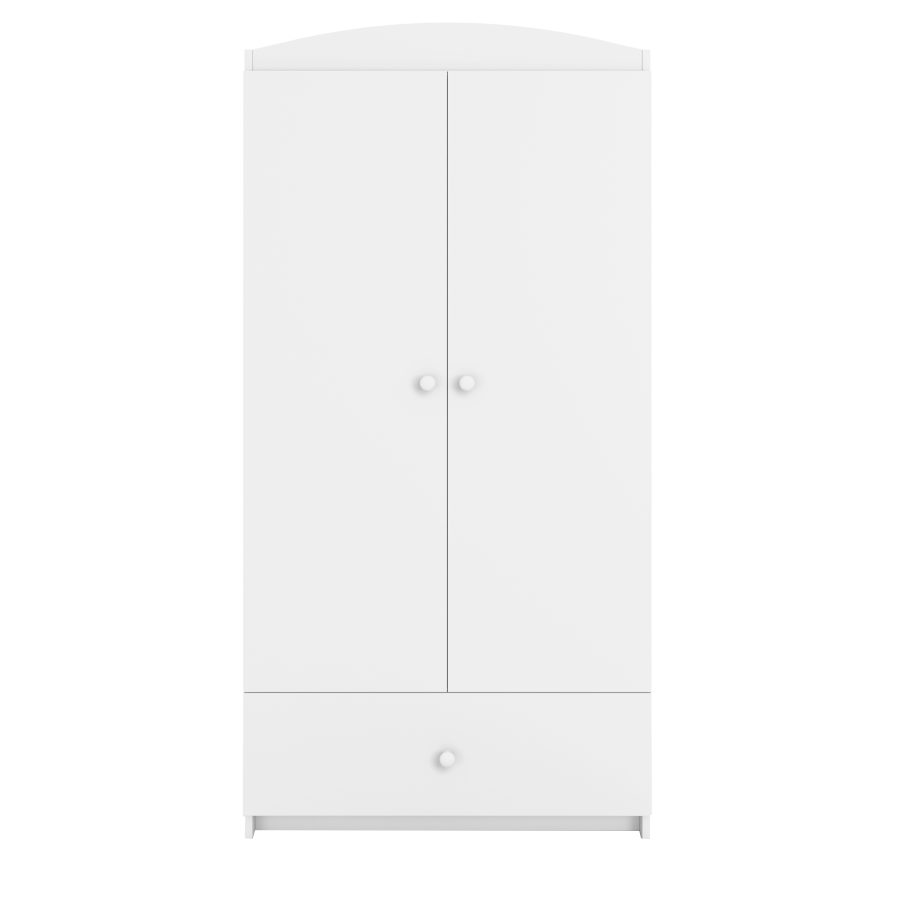 Babydreams garderobe for barn, m. 2 drer, 1 skuff - hvit laminat