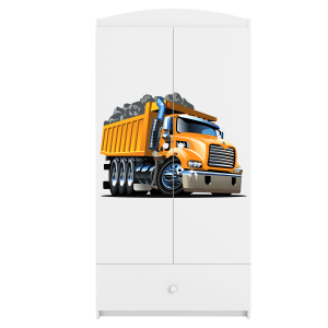 Babydreams garderobeskab til brn med lastbil, m. 2 lger, 1 skuffe - hvid laminat