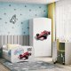 Babydreams garderobe for barn med racerbil, m. 2 drer, 1 skuff - hvit laminat