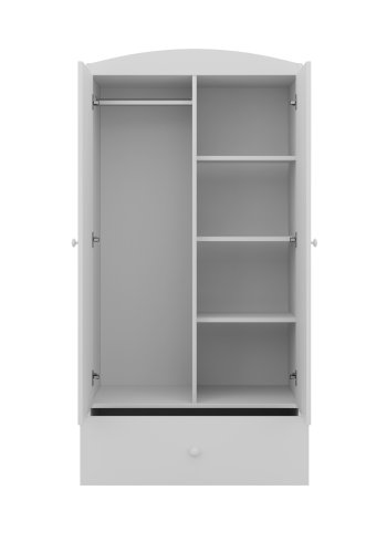 Babydreams garderobe for barn med racerbil, m. 2 drer, 1 skuff - hvit laminat