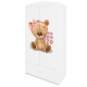 Babydreams garderobe for barn med bamse med blomster, m. 2 drer, 1 skuff - hvit laminat