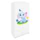 Babydreams garderobe for barn med elefant, m. 2 drer, 1 skuff - hvit laminat
