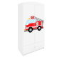 Babydreams garderobe for barn med brannbil, m. 2 drer, 1 skuff - hvit laminat
