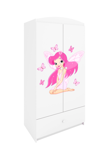 Babydreams Kleiderschrank für Kinder mit Fee mit Schmetterlingen, m. 2 Türen, 1 Schublade - weißes Laminat