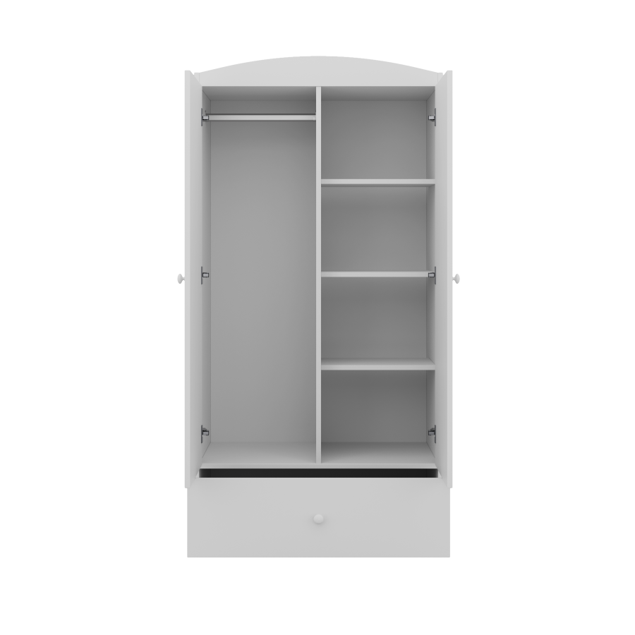 Babydreams garderobe for barn med fe med vinger, m. 2 drer, 1 skuff - hvit laminat