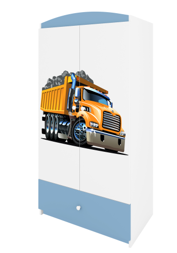 Babydreams garderobe for barn med lastebil, m. 2 drer, 1 skuff - hvit og bl laminat