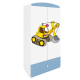 Babydreams Kleiderschrank für Kinder mit Bagger, 2 Türen, 1 Schublade - weiß und blau Laminat