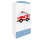 Babydreams garderobe for barn med brannbil, m. 2 drer, 1 skuff - hvit og bl laminat