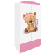 Babydreams garderobe for barn m. bamse m. blomster, m. 2 drer, 1 skuff - hvit/rosa laminat