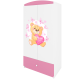 Babydreams garderobe for barn med bamse og sommerfugler, m. 2 drer, 1 skuff - hvit/rosa laminat