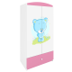 Babydreams garderobe for barn med bl bamse, m. 2 drer, 1 skuff - hvit og rosa laminat