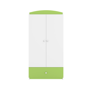 Babydreams garderobeskab, m. 2 lger, 1 skuffe - hvid og grn laminat
