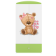 Babydreams garderobe for barn med bamse med blomster, m. 2 drer, 1 skuff - hvit/grnn laminat