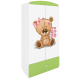 Babydreams garderobe for barn med bamse med blomster, m. 2 drer, 1 skuff - hvit/grnn laminat