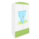 Babydreams garderobe for barn med bl bamse, m. 2 drer, 1 skuff - hvit og grnn laminat