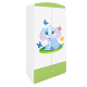 Babydreams garderobe for barn med elefant, m. 2 drer, 1 skuff - hvit og grnn laminat