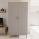 KOCOT Denver Kleiderschrank, mit 2 Türen, 4 Einlegeböden und 1 Kleiderstange - graue und natürliche Hickory-Spanplatte