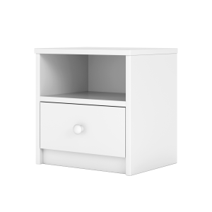 Babydreams sengebord til brn, m. 1 rum og 1 skuffe - hvid laminat (39,5x30,5)