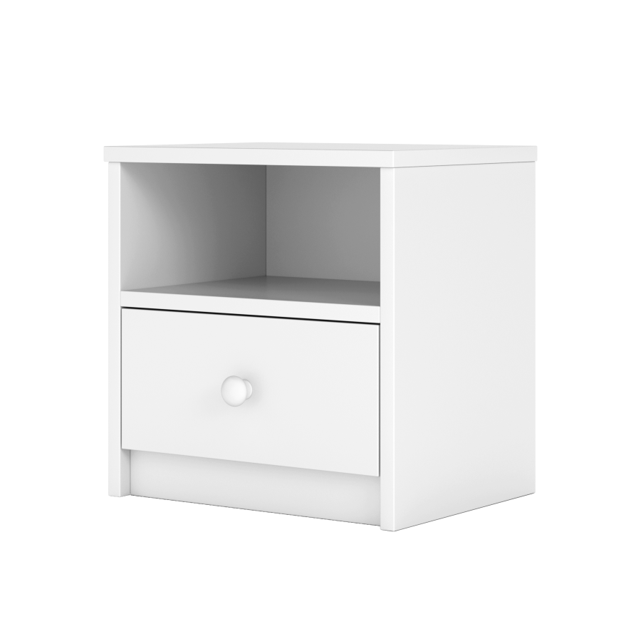 Babydreams Nachttisch für Kinder, mit 1 Fach und 1 Schublade - weißes Laminat (39,5x30,5)