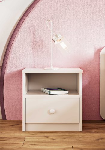 Babydreams Nachttisch für Kinder, mit 1 Fach und 1 Schublade - weißes Laminat (39,5x30,5)