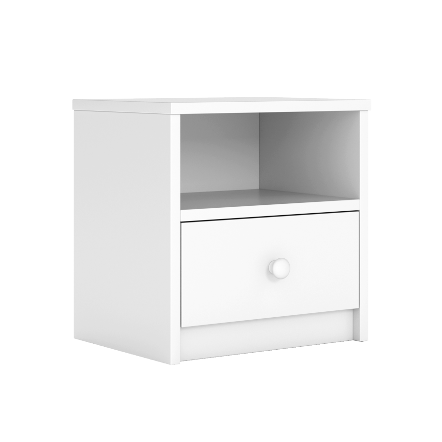 Babydreams Nachttisch für Kinder, mit 1 Fach und 1 Schublade - weißes Laminat (39,5x30,5)