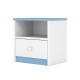 Babydreams nattbord for barn, m. 1 rom og 1 skuff - hvit og bl laminat (39,5x30,5)