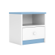Babydreams nattbord for barn, m. 1 rom og 1 skuff - hvit og bl laminat (39,5x30,5)