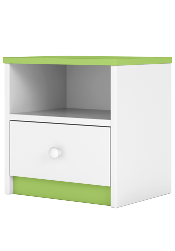 Babydreams Nachttisch für Kinder, mit 1 Fach und 1 Schublade - weiß und grün Laminat (39,5x30,5)