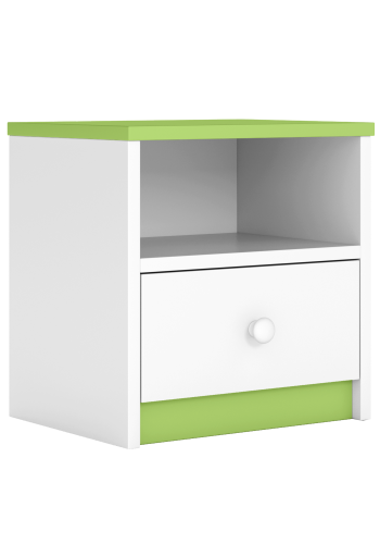Babydreams Nachttisch für Kinder, mit 1 Fach und 1 Schublade - weiß und grün Laminat (39,5x30,5)