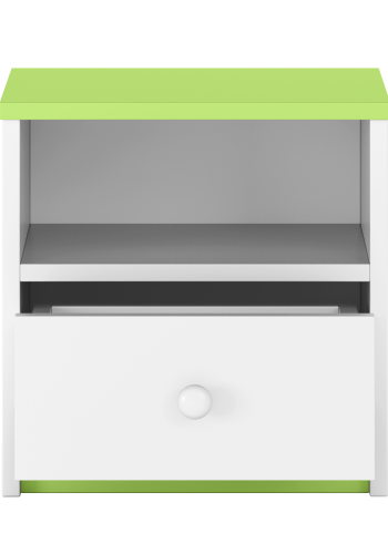 Babydreams Nachttisch für Kinder, mit 1 Fach und 1 Schublade - weiß und grün Laminat (39,5x30,5)