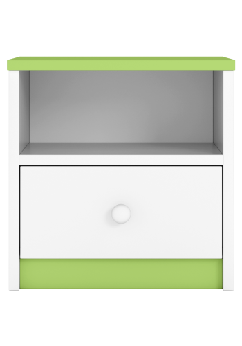 Babydreams Nachttisch für Kinder, mit 1 Fach und 1 Schublade - weiß und grün Laminat (39,5x30,5)